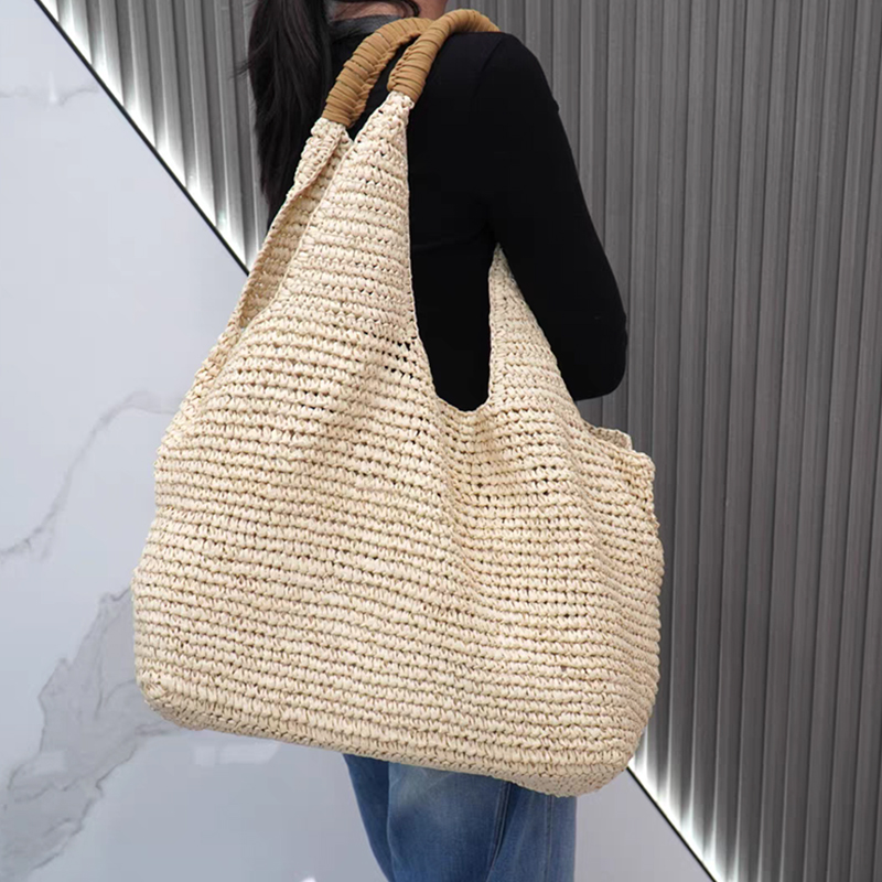 Women'S Raffia Bags - Damen Große Handgefertigte Tragetasche, Elegante Sommer-Strand-Urlaubstasche