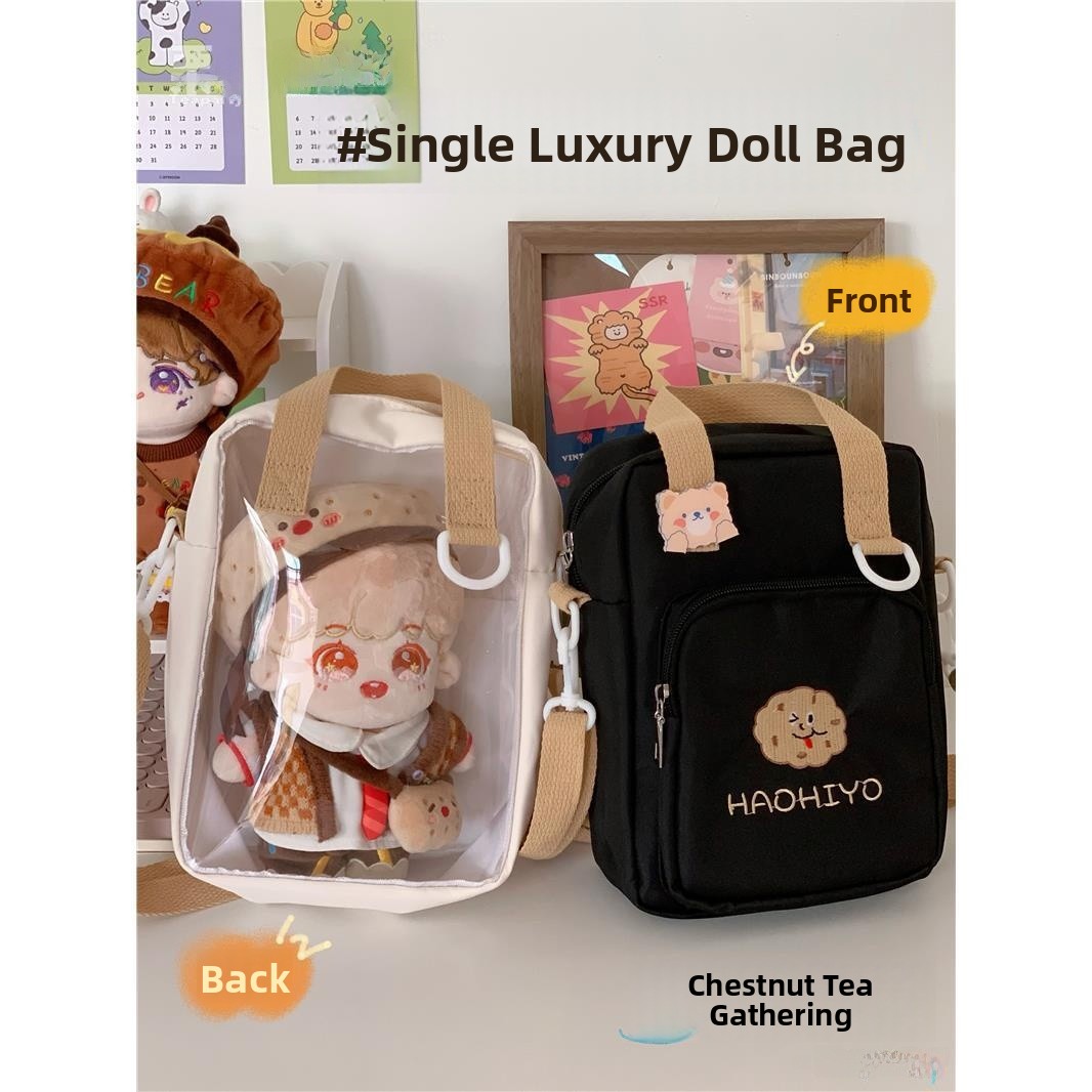Women'S Young Bags - Kawaii Baumwollpuppen-Cartoon-Umhängetasche, weicher Damenstil, süße Stickerei,