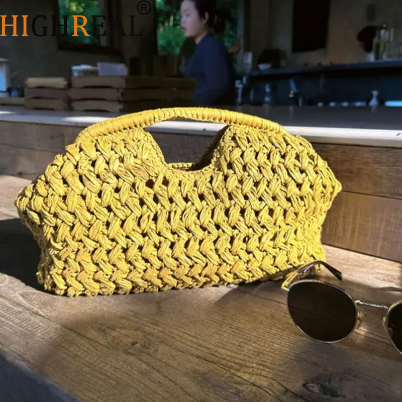 Women'S Raffia Bags - Elegante Damen Kette gewebte Handtasche Stroh